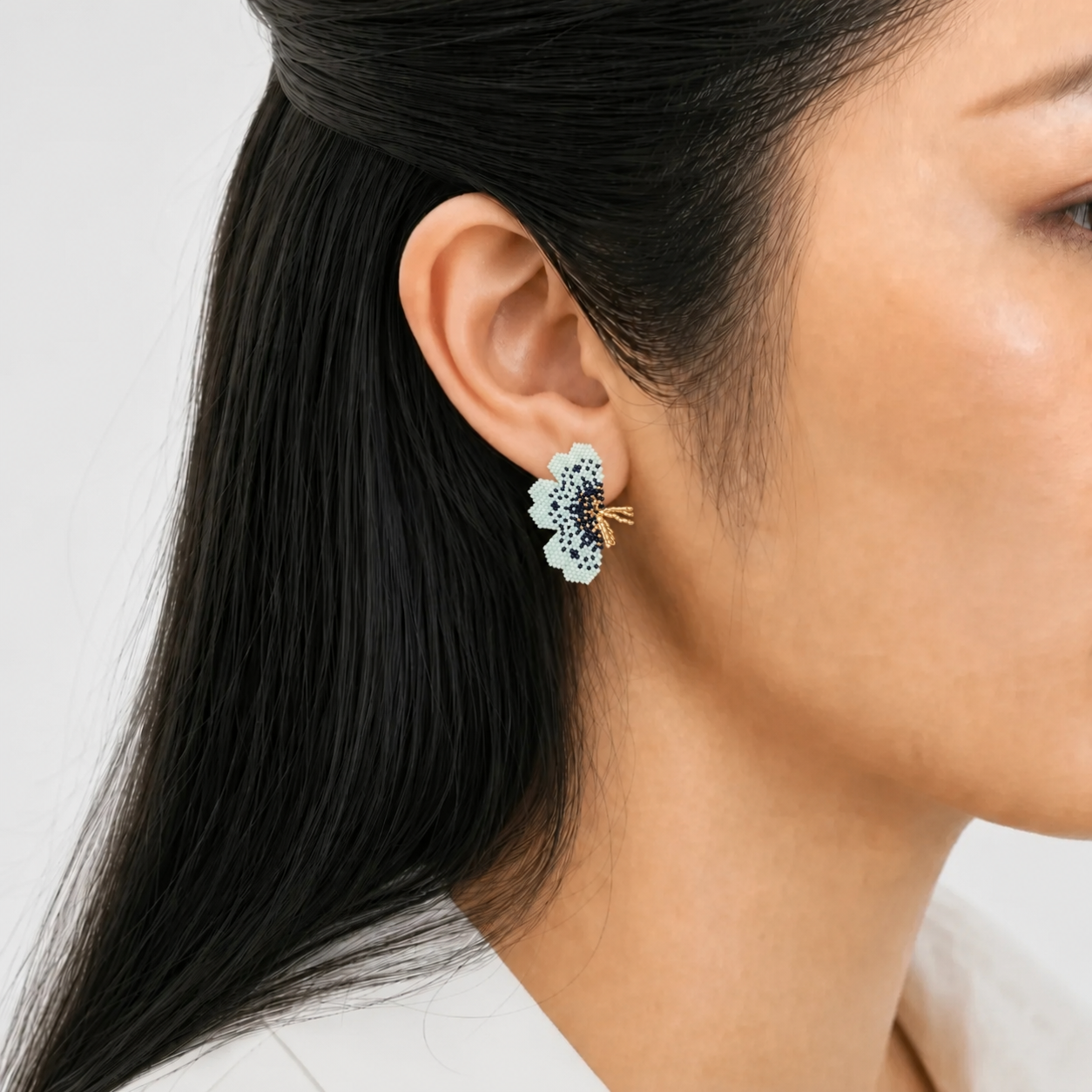 "NOLA" BEADED MINTED GREEN BUTTERFLY EARRINGS