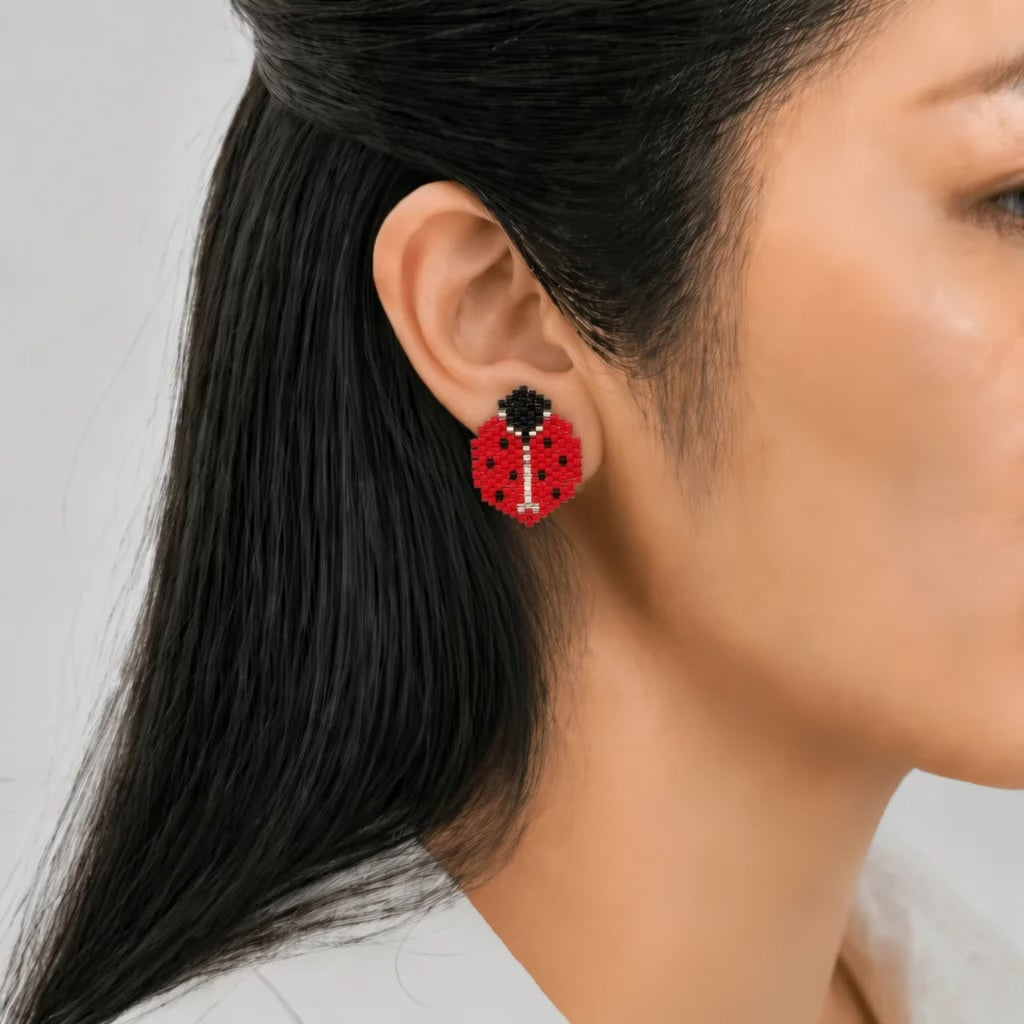 "LADYBUG" BEADED EARRINGS