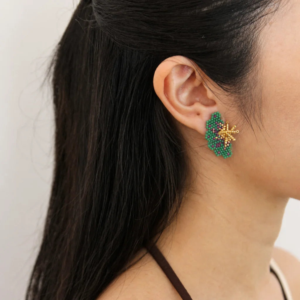 "NOLA" BEADED GREEN BUTTERFLY EARRINGS