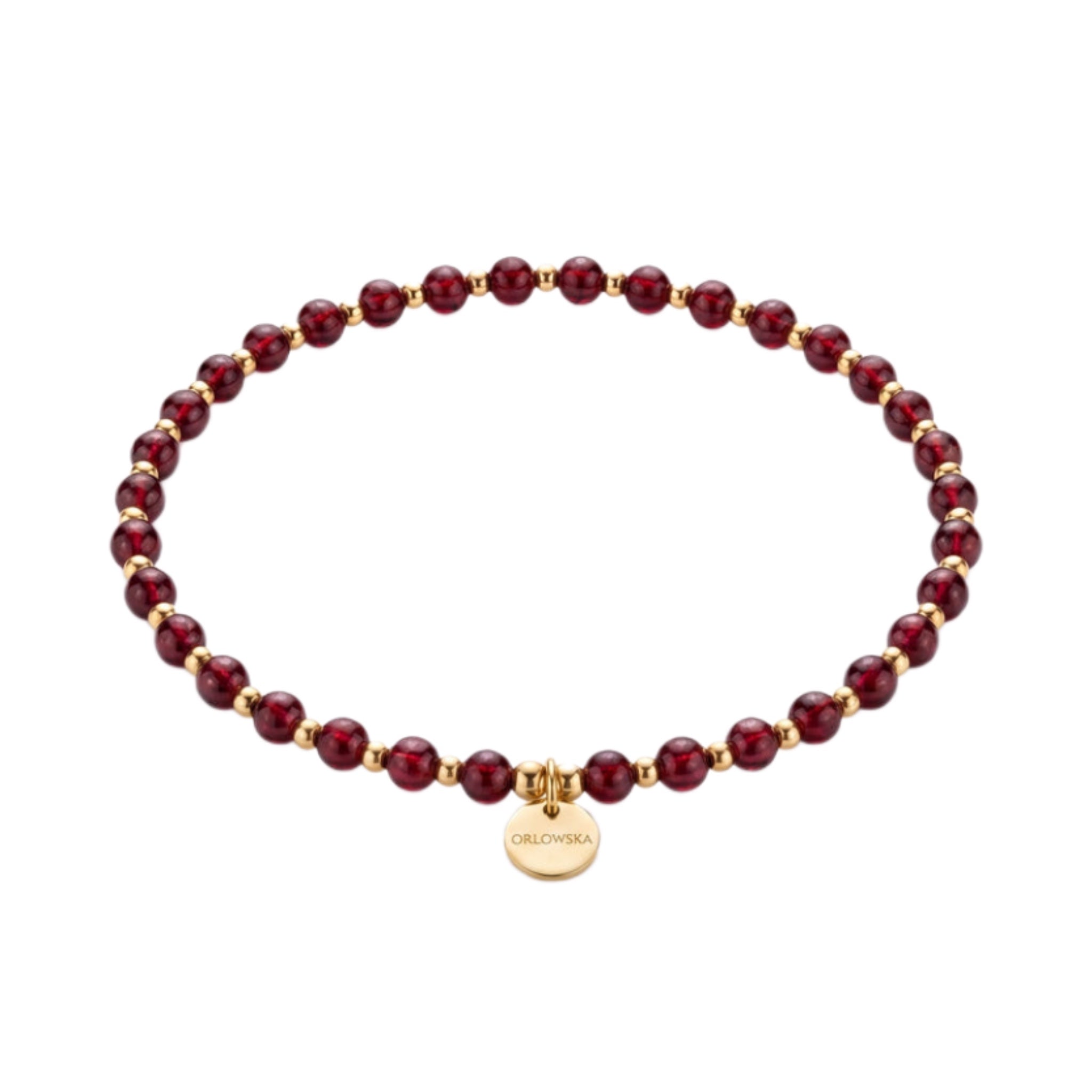 “Gaela” 4mm Garnet Round Beads Bracelet