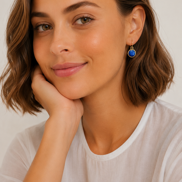 “Nati” Blue Kyanite Net Small Round Earrings