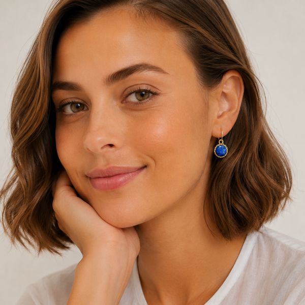 “Nati” Blue Kyanite Net Small Round Earrings