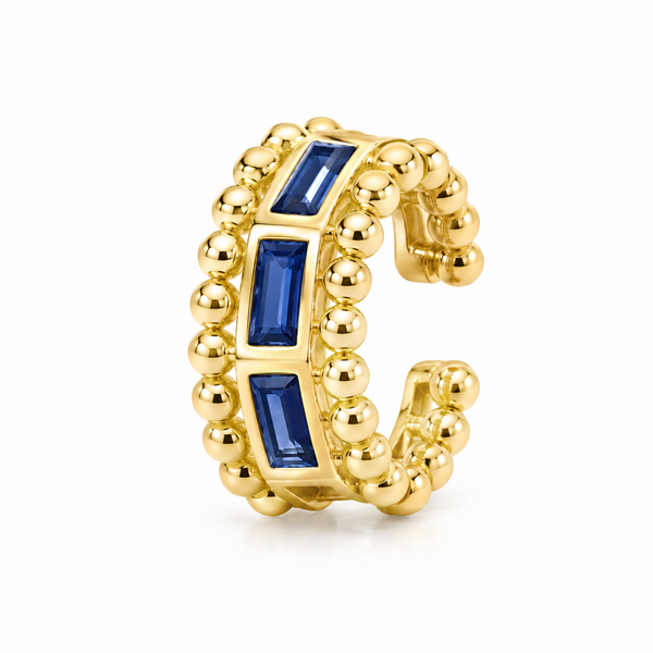 “Solenne” 925 Sterling Silver Zirconia Ear Cuff (Gold)
