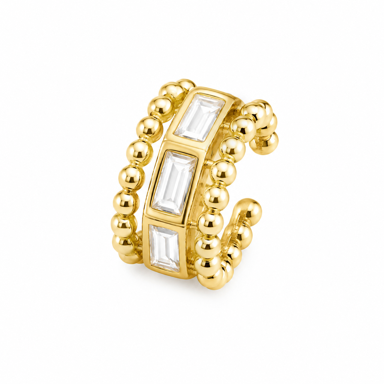 “Solenne” 925 Sterling Silver Zirconia Ear Cuff (Gold)
