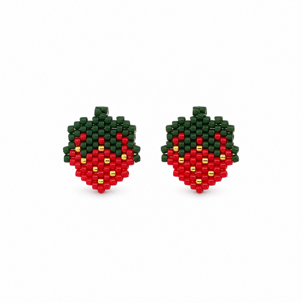 "STRAWBERRY" Mini Beaded Fruit Earrings