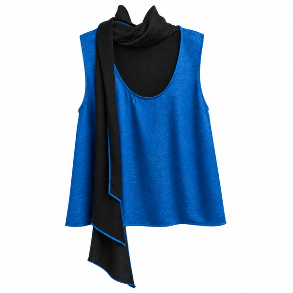 “Cadena” Blue Removable Collar Top