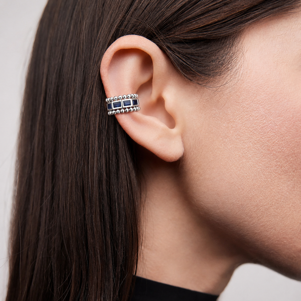 “Solenne” 925 Sterling Silver Zirconia Ear Cuff (Silver)