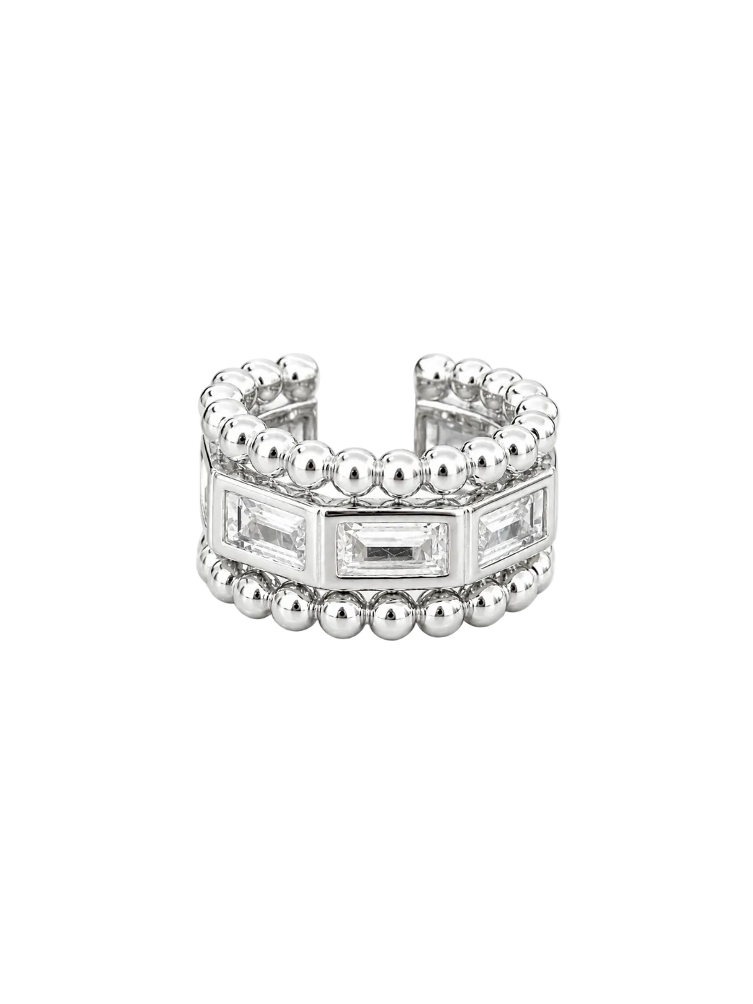 “Solenne” 925 Sterling Silver Clear Quartz Ear Cuff