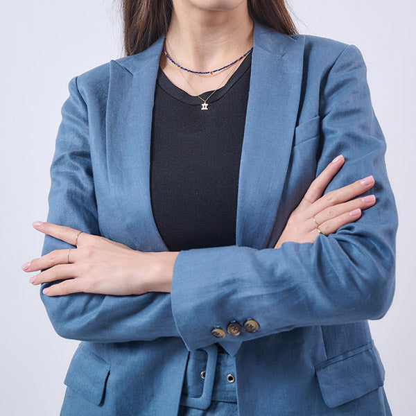 "LYLA" LINEN BLAZER - STEEL BLUE