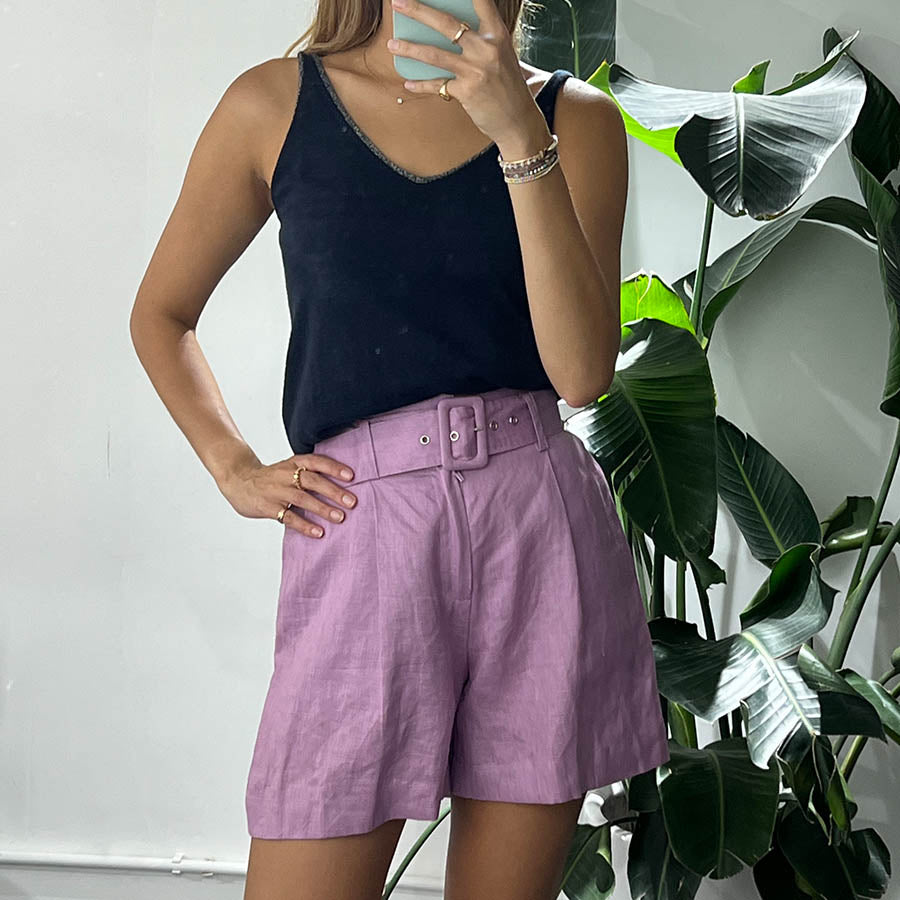 "Nova" Linen Shorts - Lavender