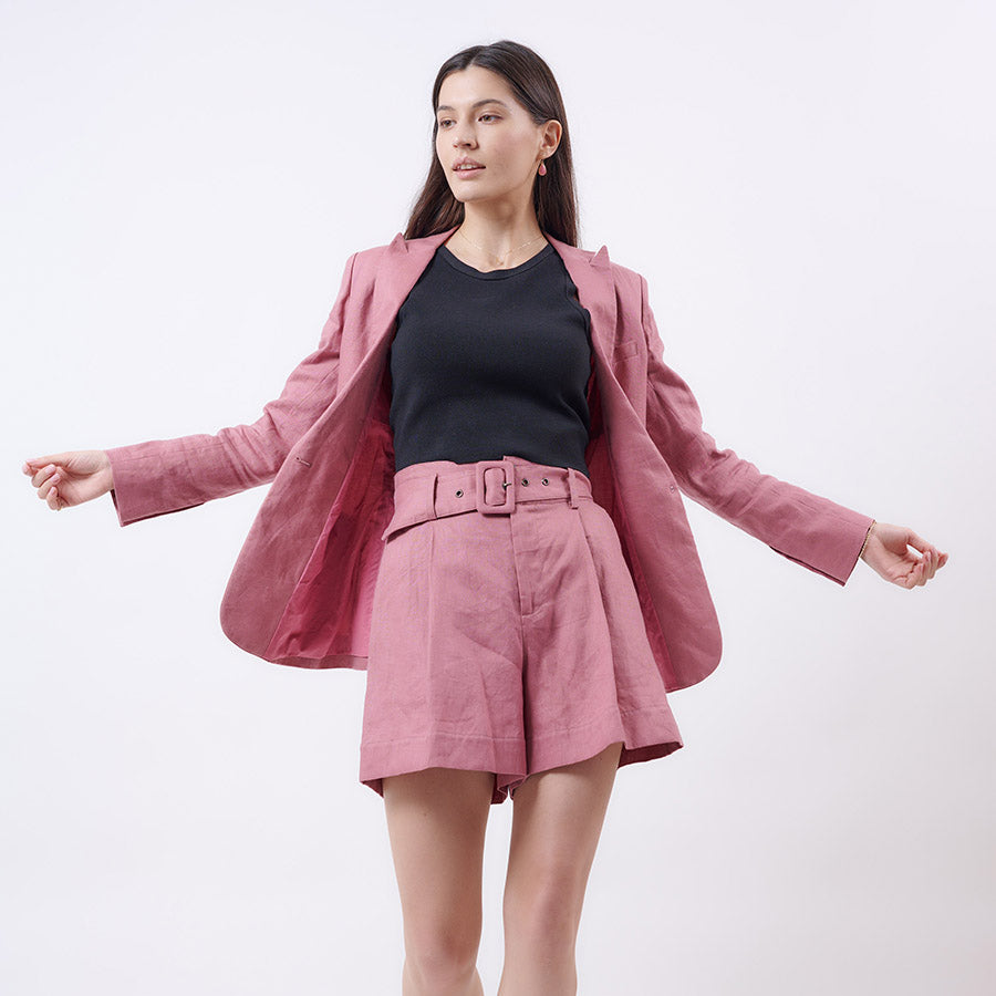 "Nova" Linen Shorts - DUSTY PINK