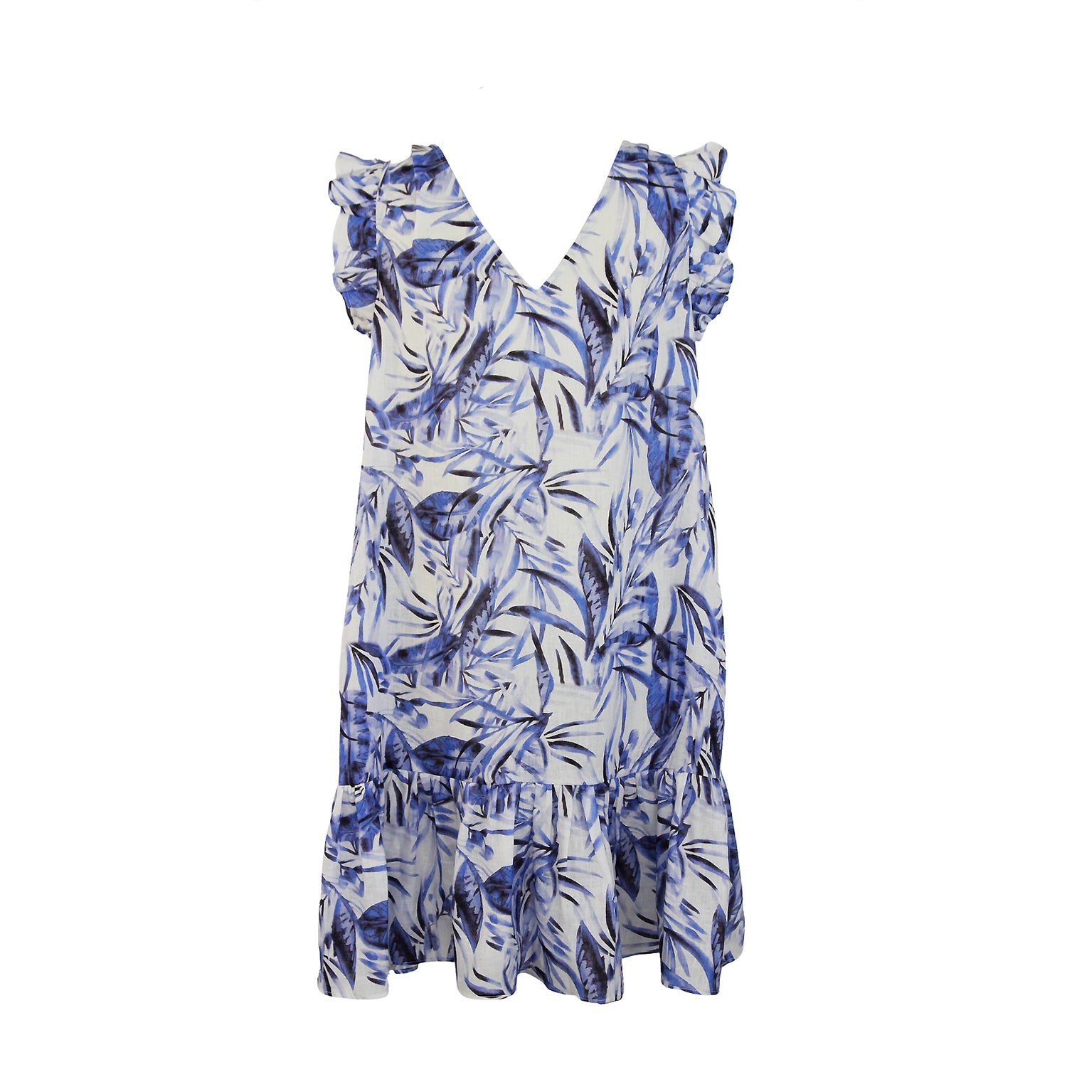 Shop the BEA Tropical Blue Leaves Dress Online