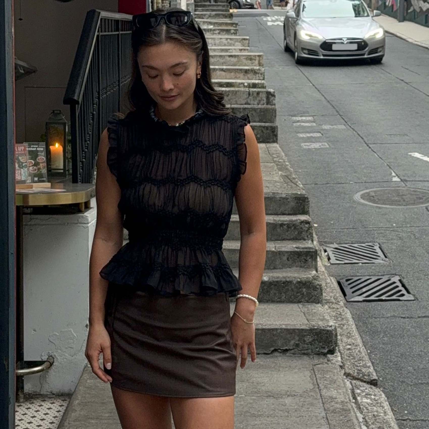 "Onyx black" Sheer Blouse