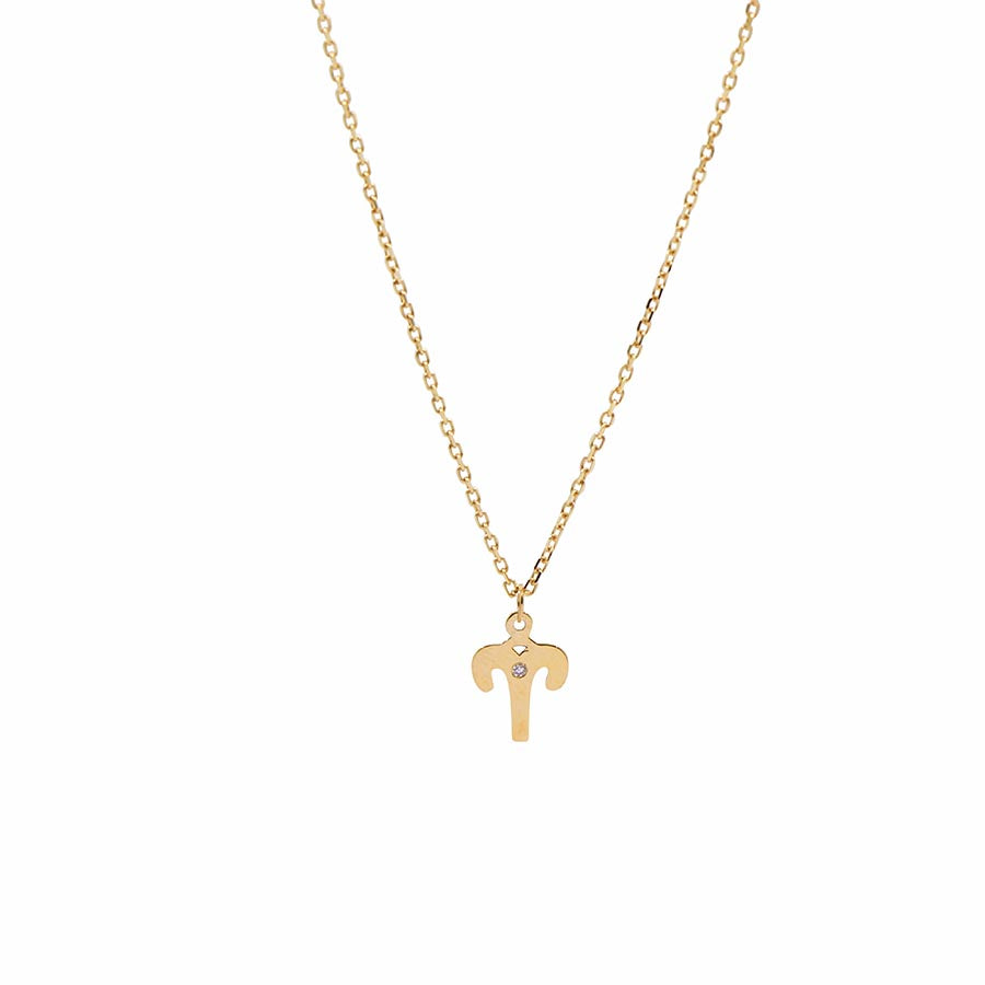 9K GOLD ZODIAC GOLD DIAMOND NECKLACE / ARIES