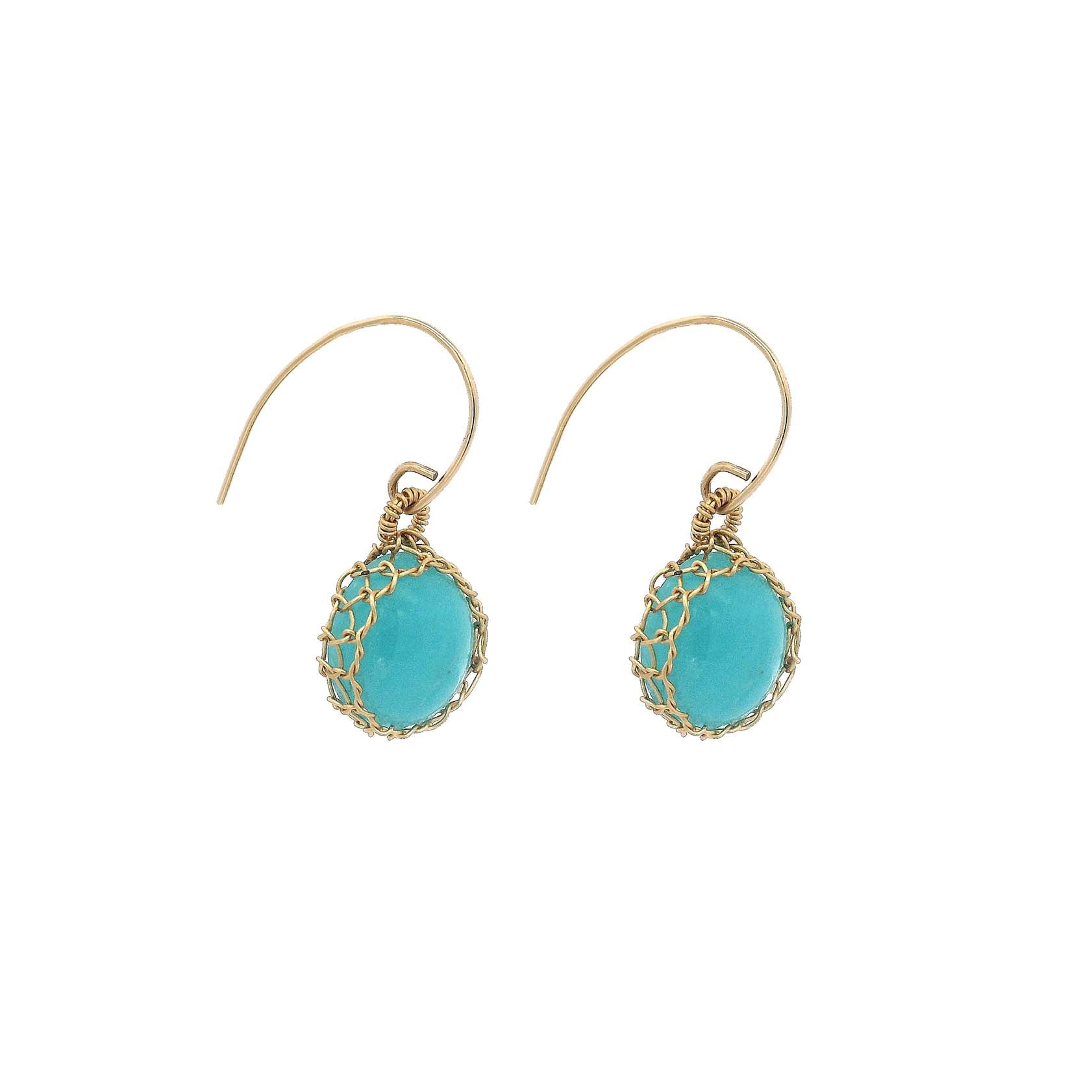 "NATI" AMAZONITE NET OVAL DROP EARRINGS