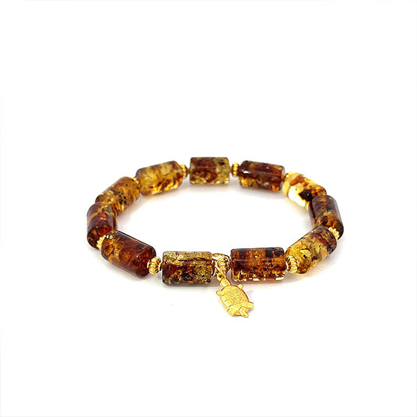 LUCKY AMBER - TUBE BEADED CHARM BRACELET