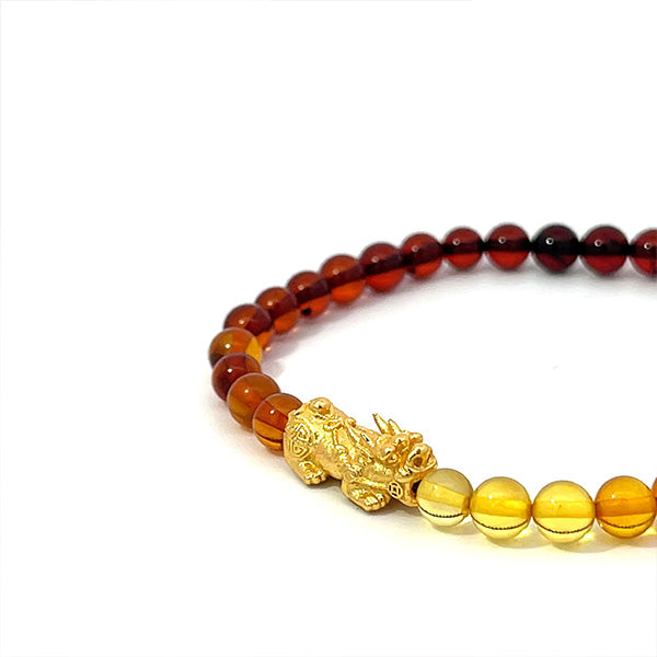 LUCKY AMBER - ROUND BEADED GRADIENT BRACELET