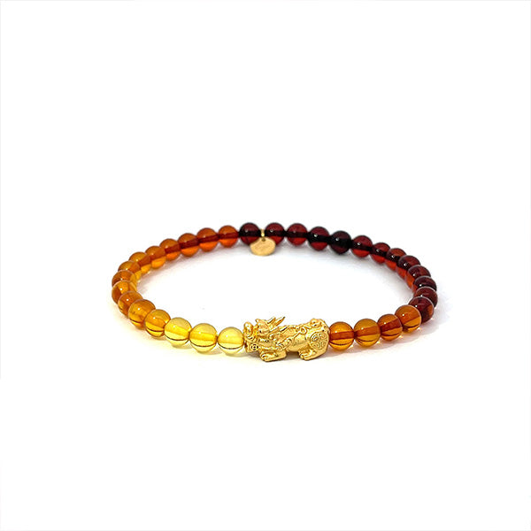 LUCKY AMBER - ROUND BEADED GRADIENT BRACELET