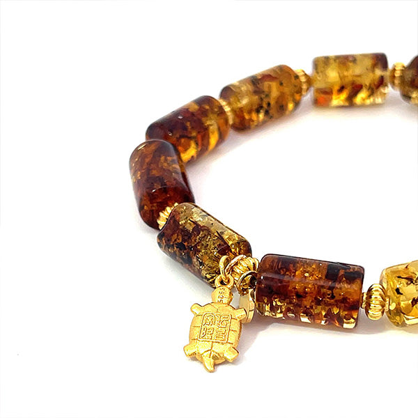 LUCKY AMBER - TUBE BEADED CHARM BRACELET