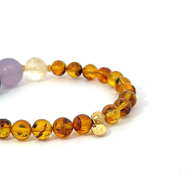 LUCKY AMBER - AMBER & AGATE BRACELET