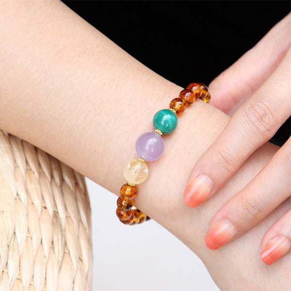 LUCKY AMBER - AMBER & AGATE BRACELET