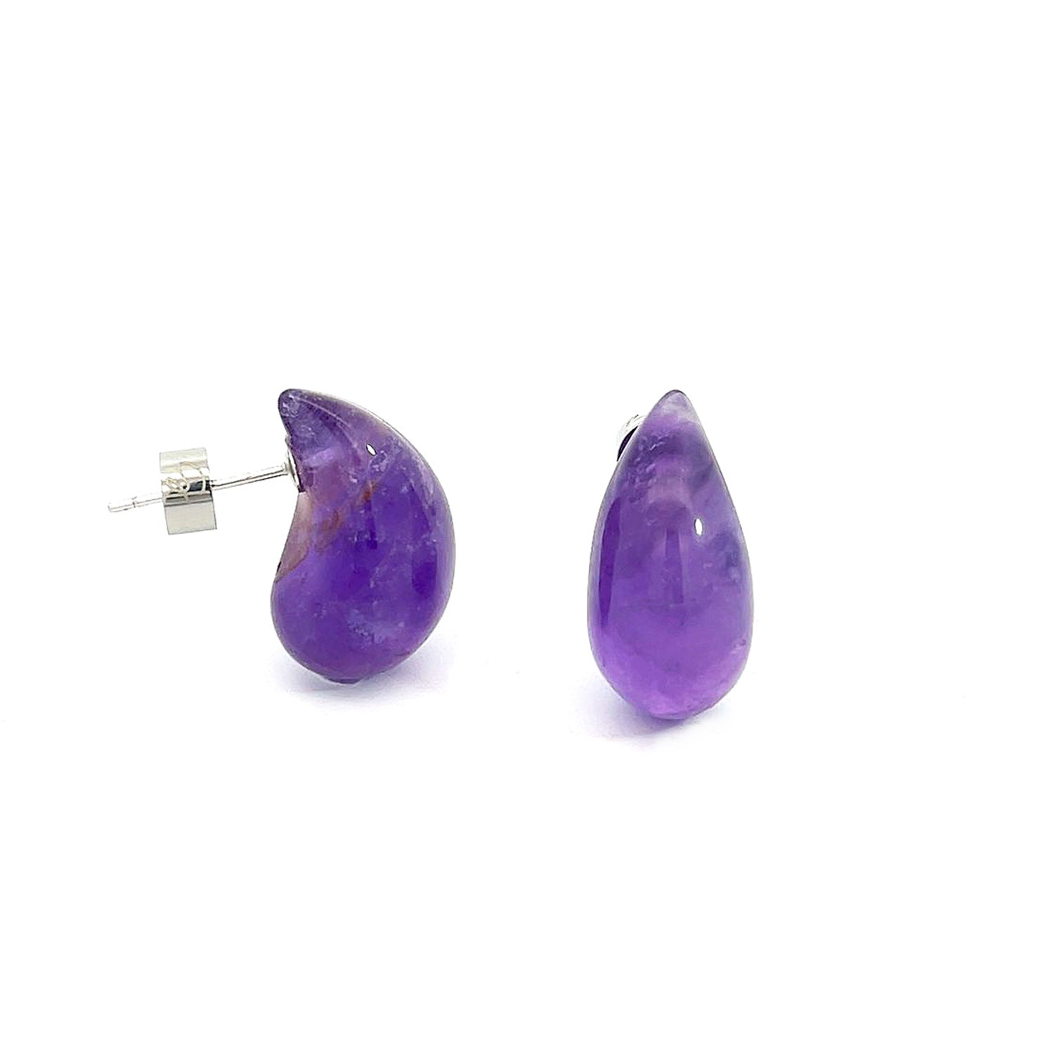 “TEARRA” 2.1cm PURPLE AMETHYST STUD EARRINGS