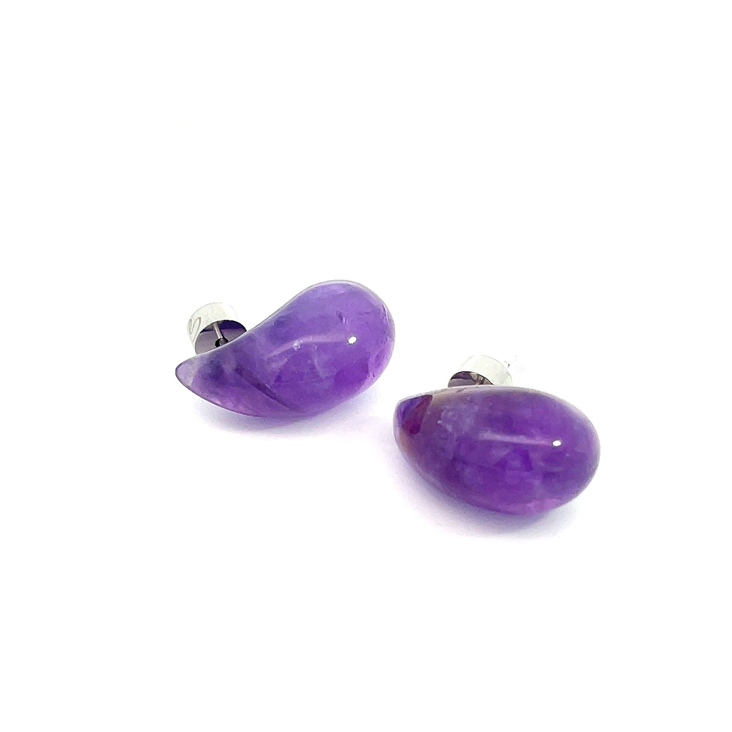 “TEARRA” 2.1cm PURPLE AMETHYST STUD EARRINGS