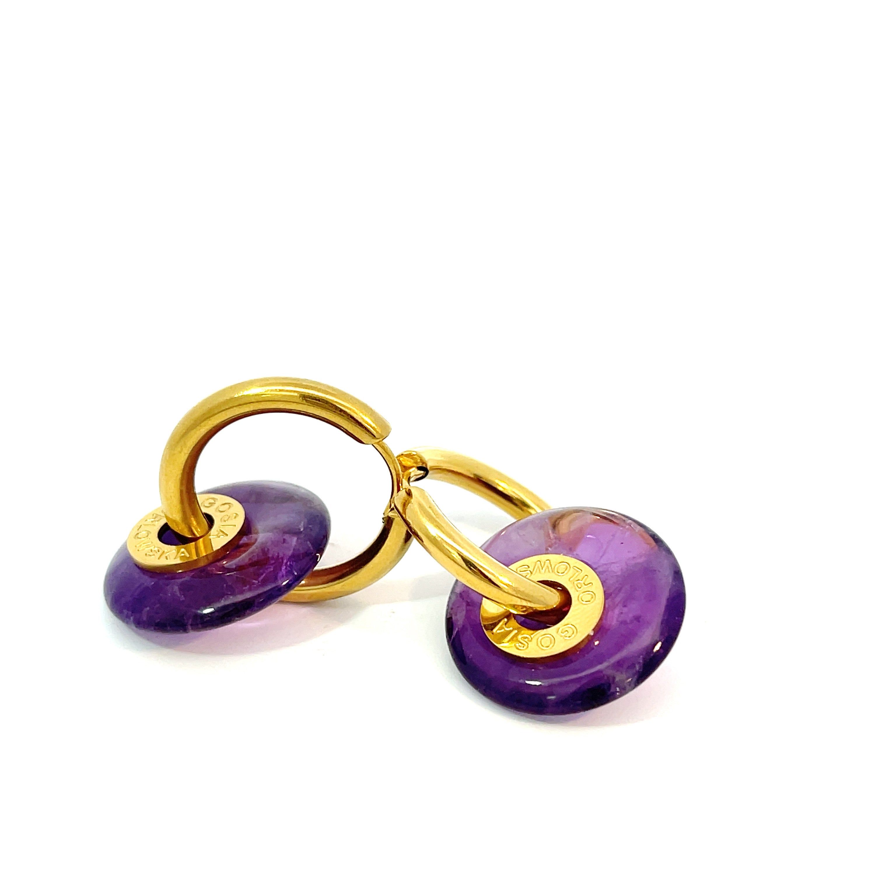 Shop Amethyst CIAMBELLA 2cm Earrings at Gosia Orlowska