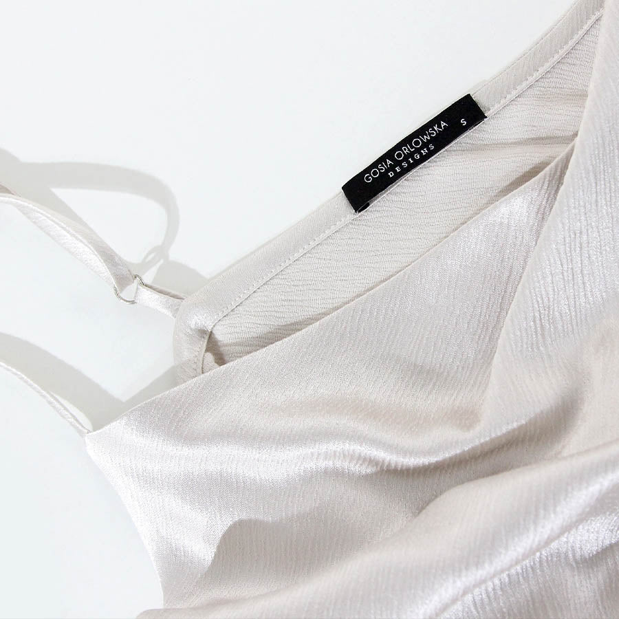 "ANIA" TEXTURED ACETATE LONG DRESS - SILVER GREY