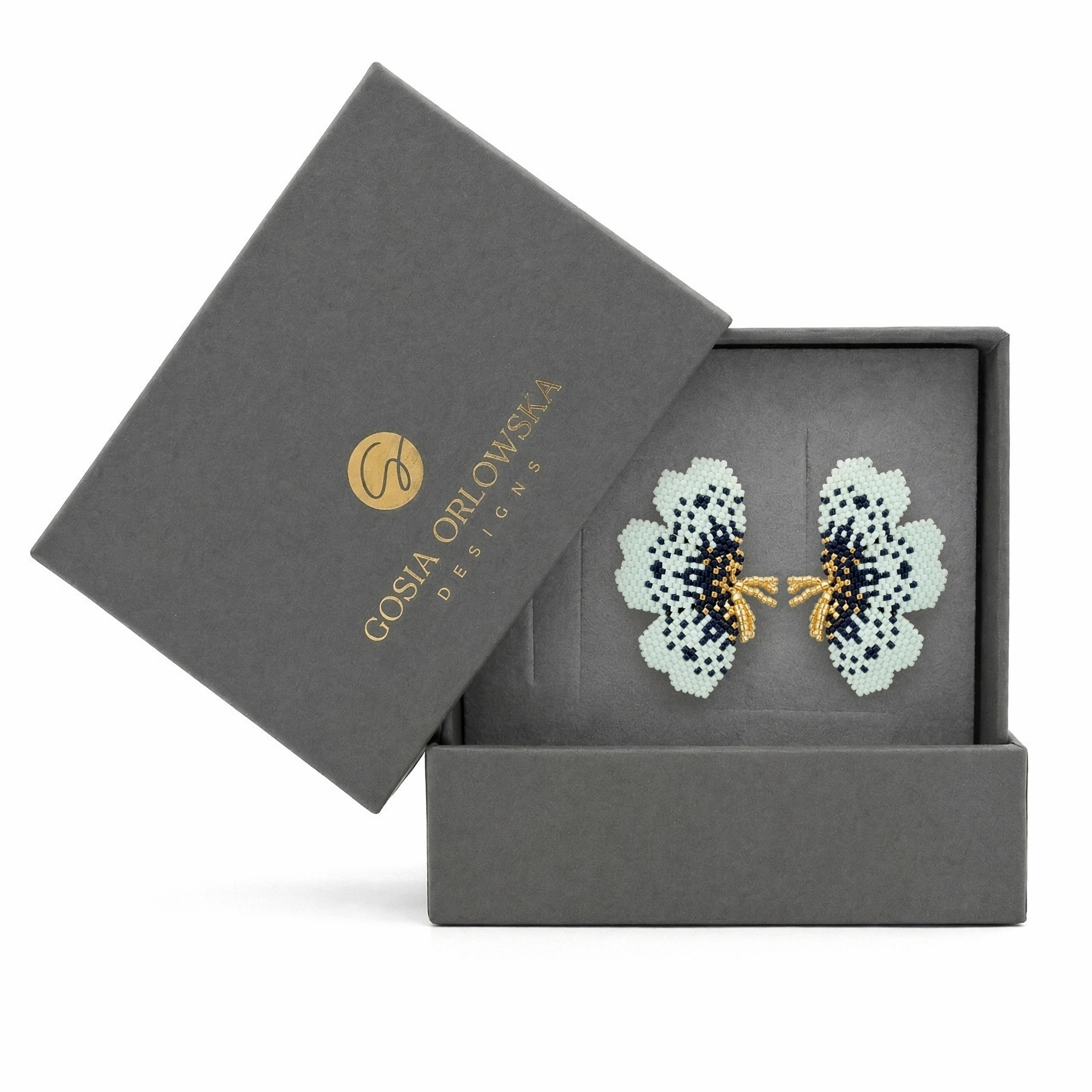 "NOLA" BEADED MINTED GREEN BUTTERFLY EARRINGS