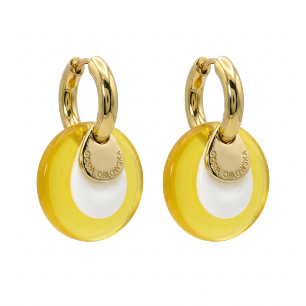 “CIAMBELLA” 2 STONES AGATE AND HEMATITE EARRINGS