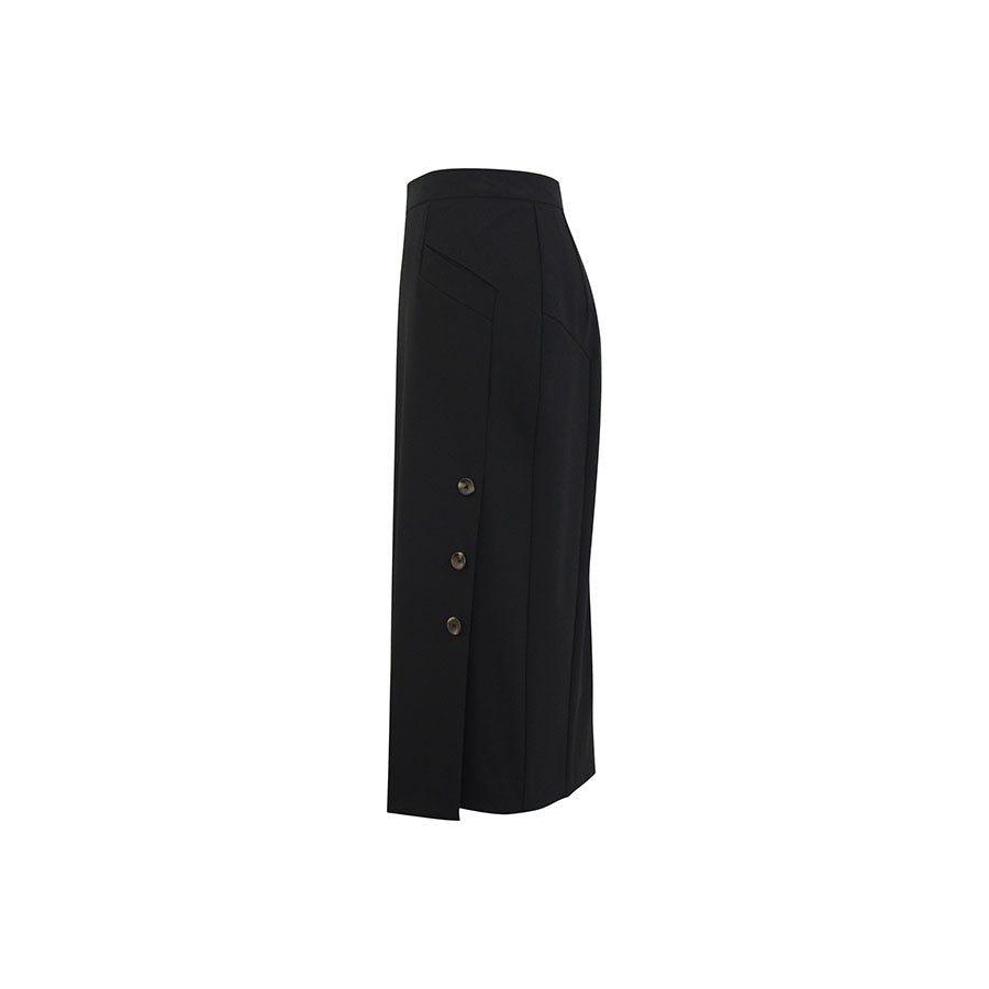 “Bianka” Button Skirt - Black