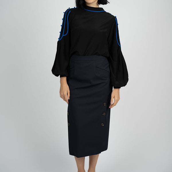 “Bianka” Button Skirt - Black