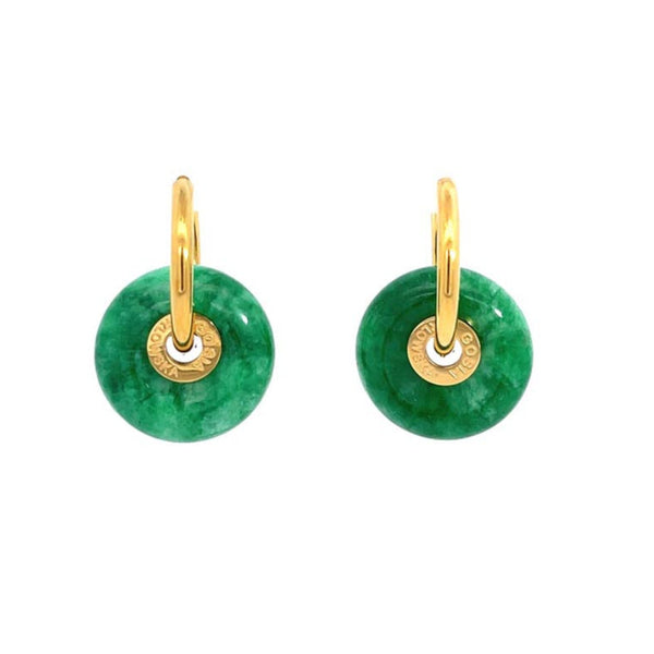 "Ciambella" 2cm GREEN AGATE Thick Single Stone Earrings