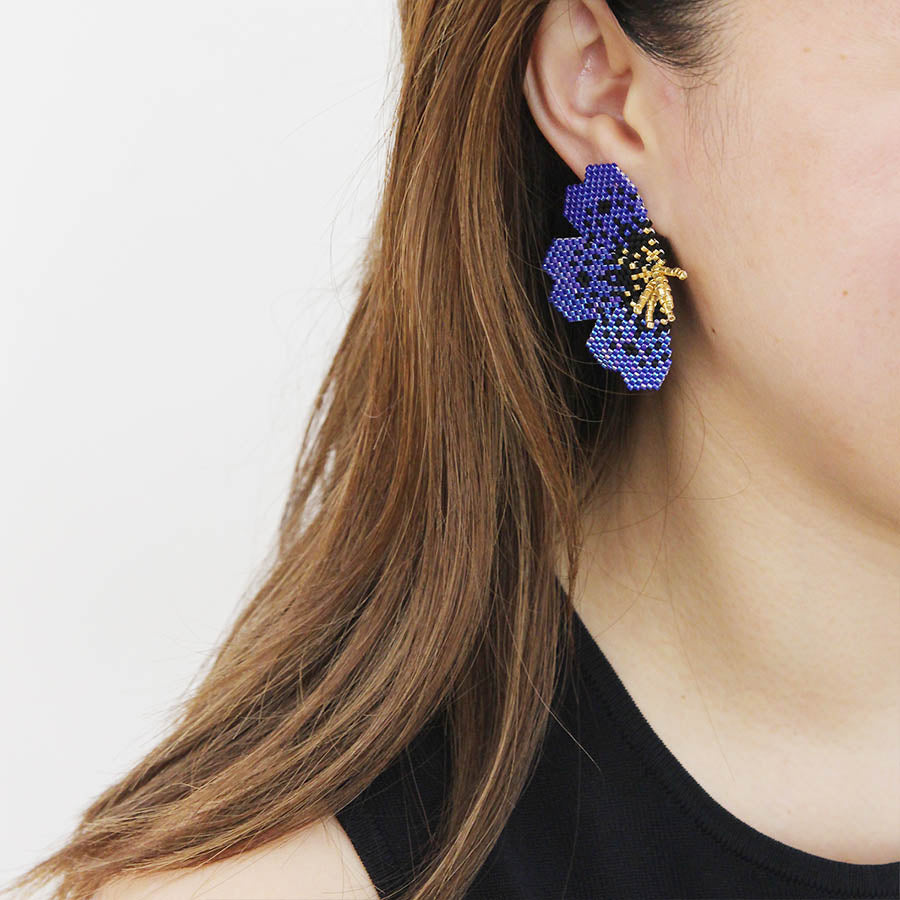 "NOLA" BEADED DARK BLUE BUTTERFLY EARRINGS