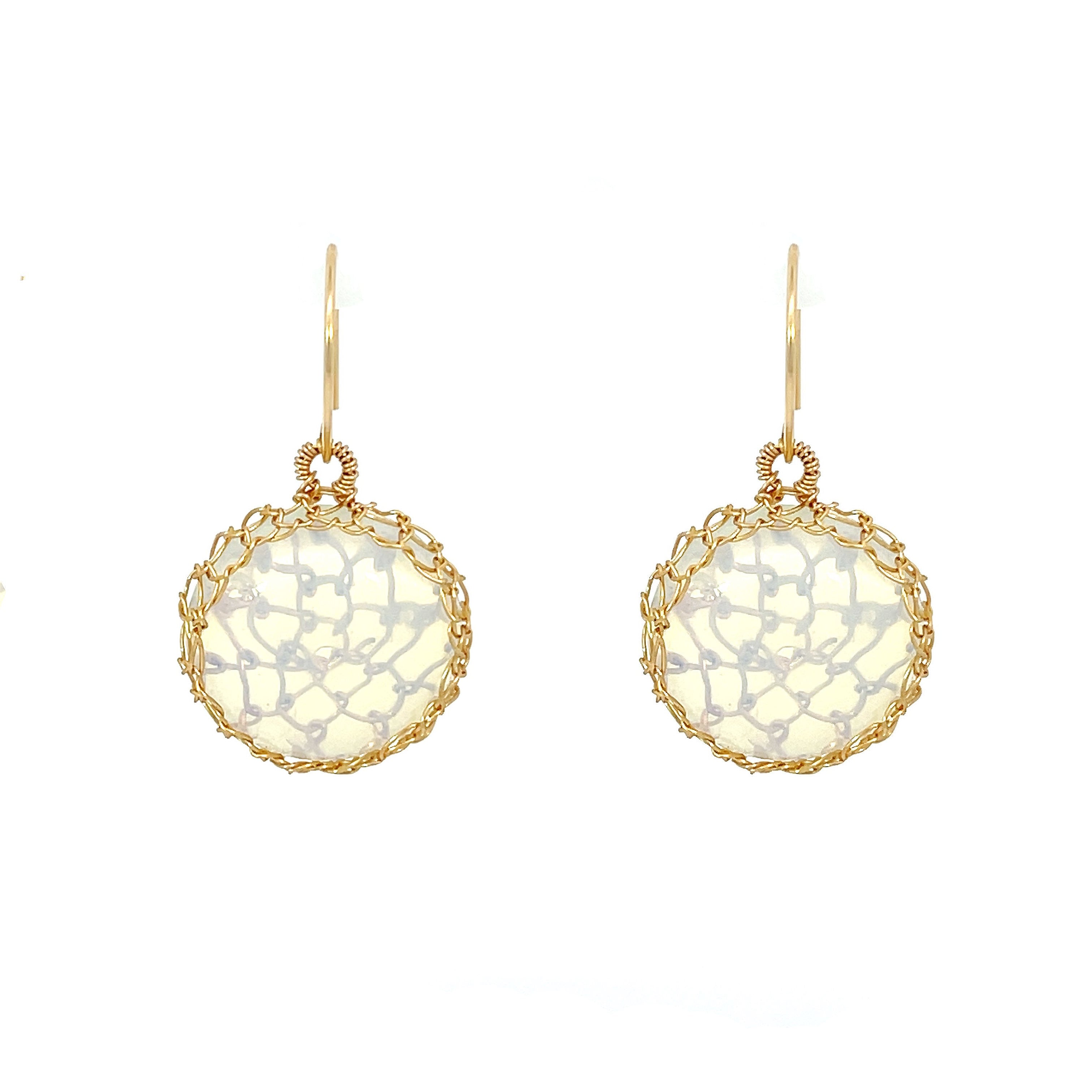 "Nati" Opal Net Round Earrings