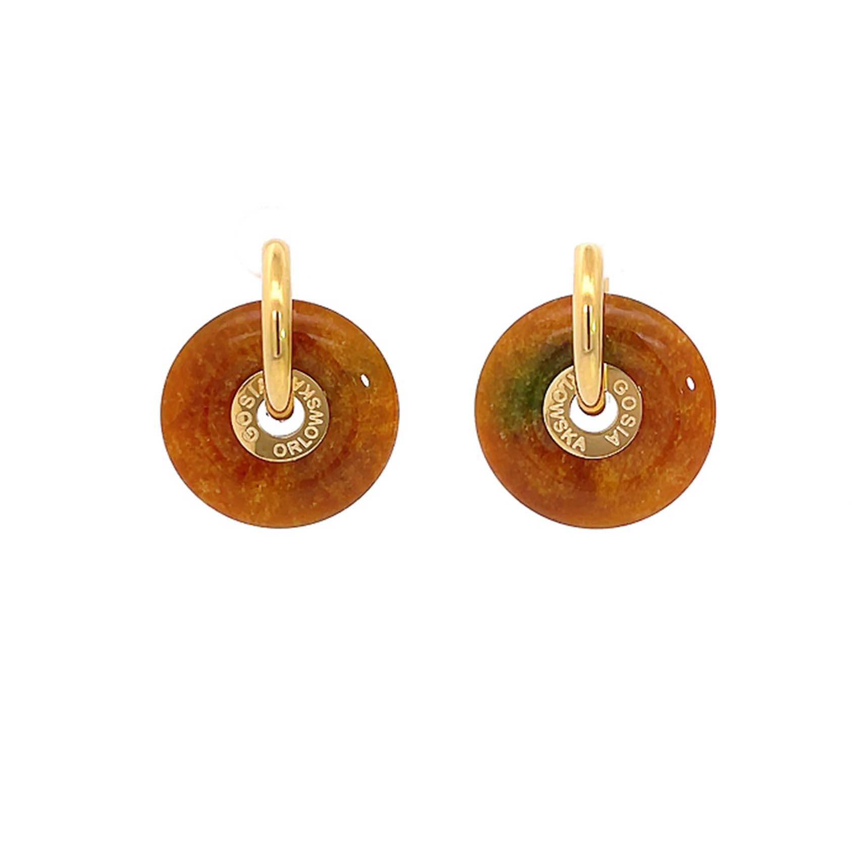 "CIAMBELLA" 2cm/3cm Yellow & Green Agate SINGLE STONE Earrings