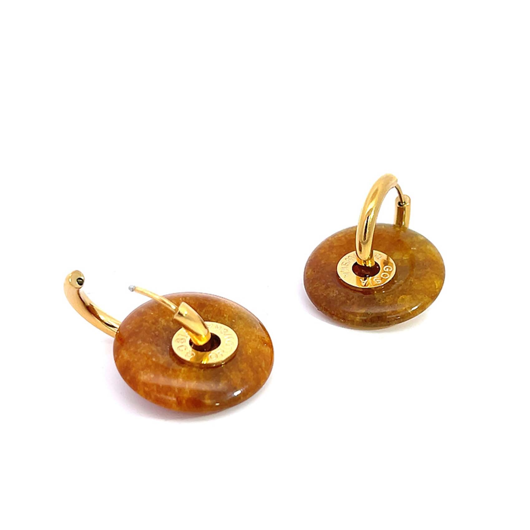 "CIAMBELLA" 2cm/3cm Yellow & Green Agate SINGLE STONE Earrings