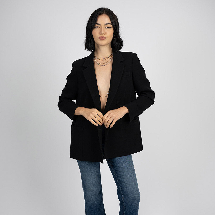"Lauren" Acetate Oversized Blazer / Black