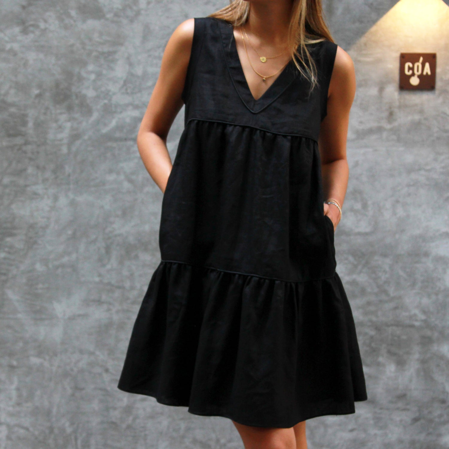Gosia Orlowska Black Linen Dress in Valencia