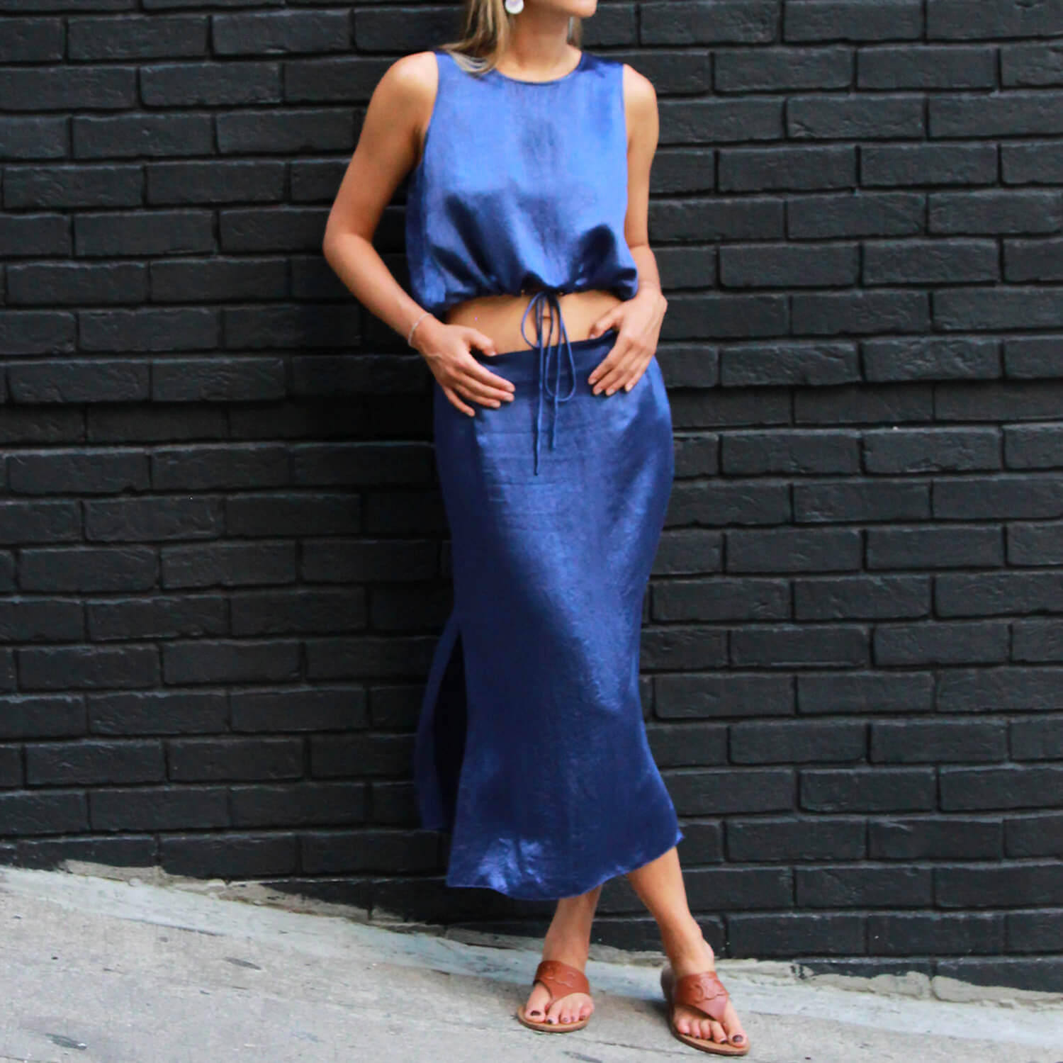 Shop Aurora Acetate Skirt in Indigo Blue