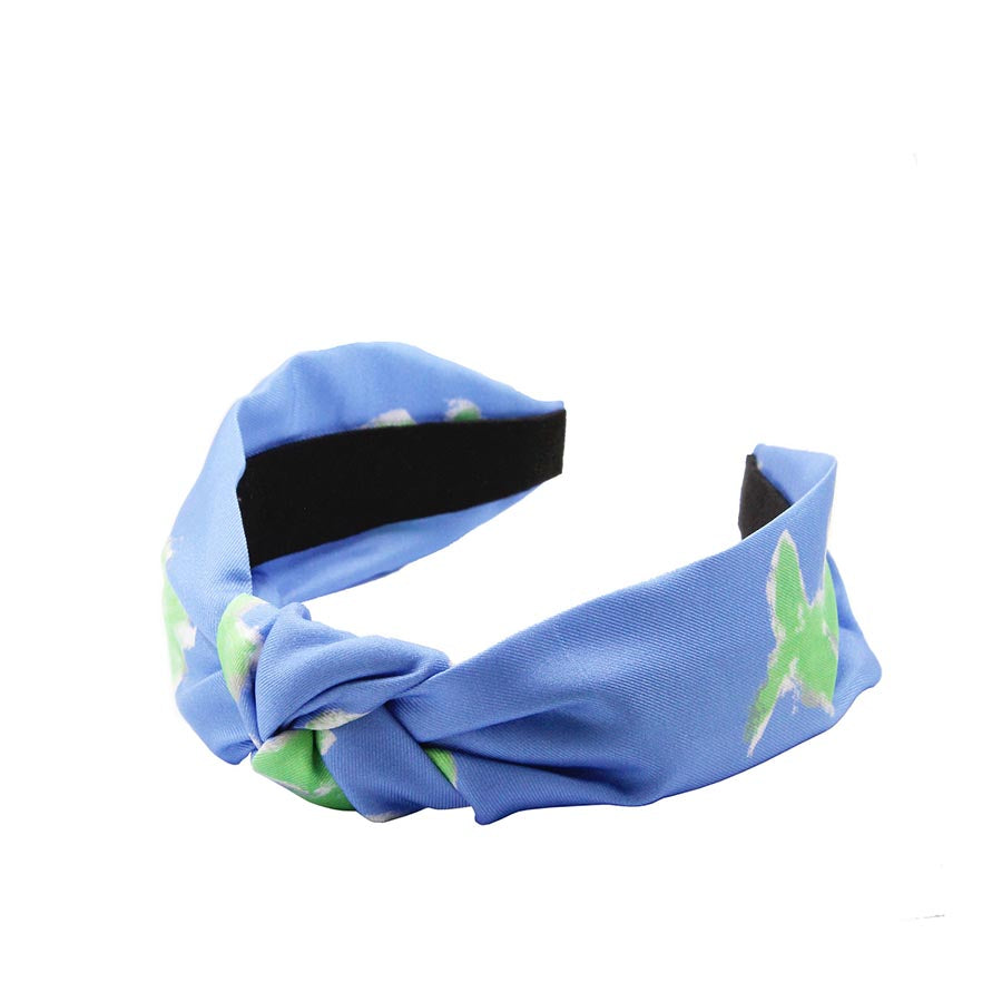 "Earthy" Sky Blue & Green Knot Style Silk Headband