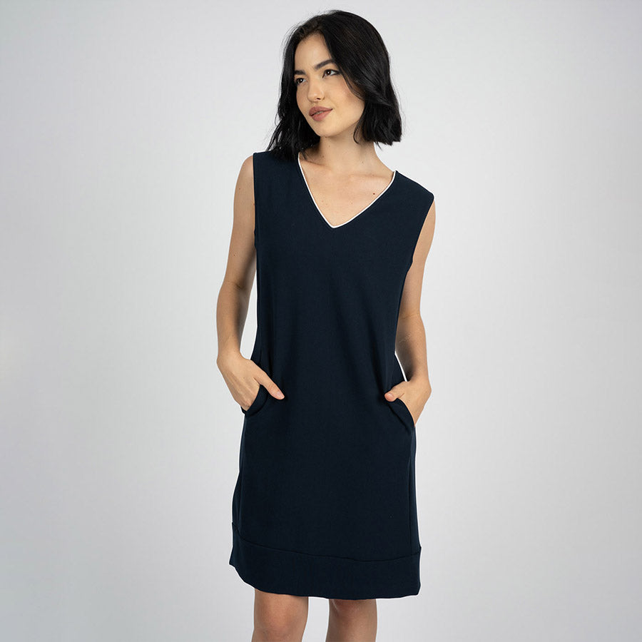 "Lauren” Acetate Sleeveless Mini Dress with a Bow