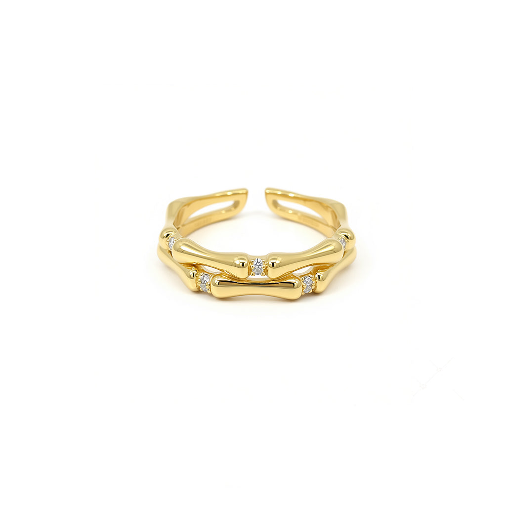 “Bronya” 925 sterling Silver Bamboo Ring / Gold