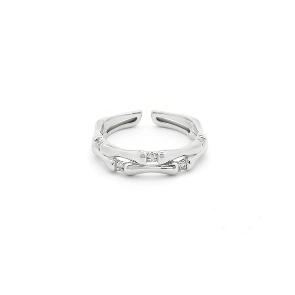 "Bronya" 925 sterling silver bambooo ring/silver