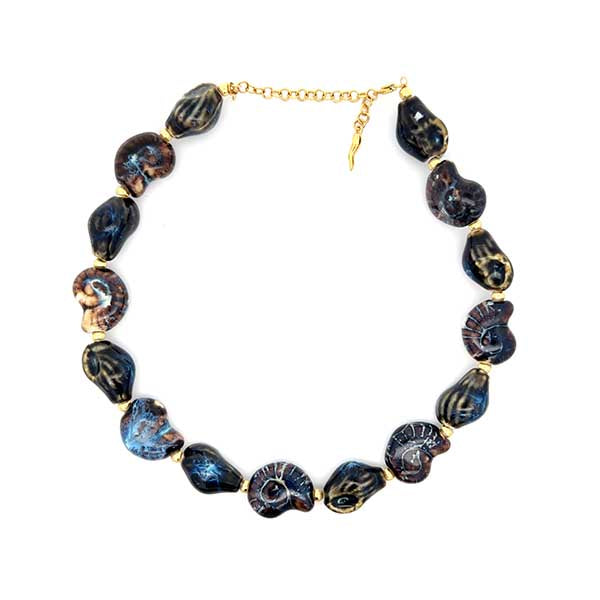 “Del Mare” Ceramic Seashell Choker - Deep Ocean Blue