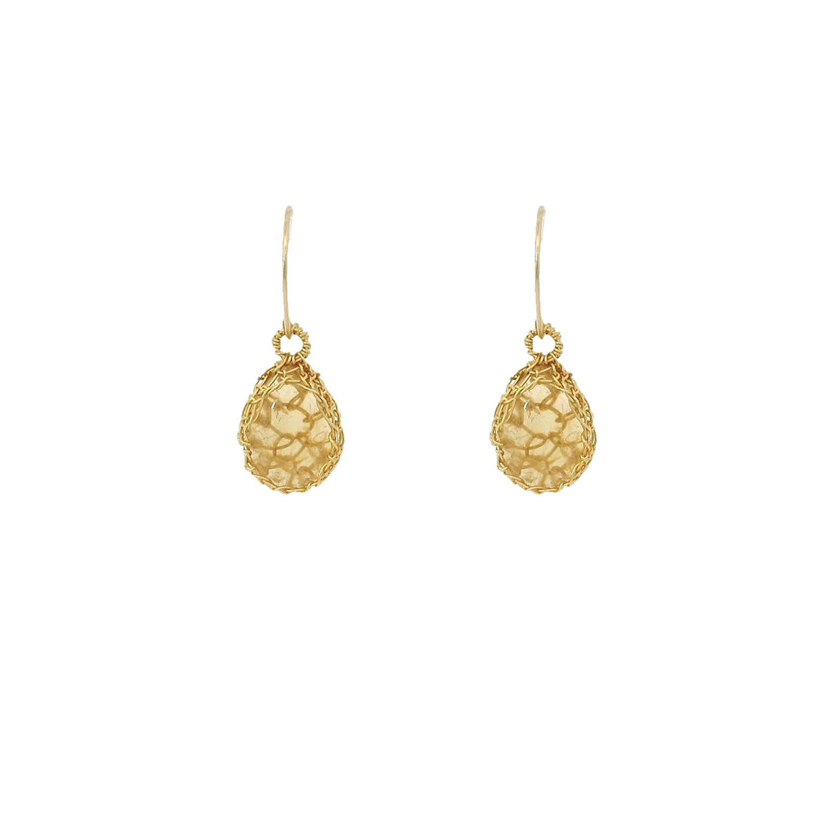 "NATI" CITRINE NET OVAL DROP EARRINGS