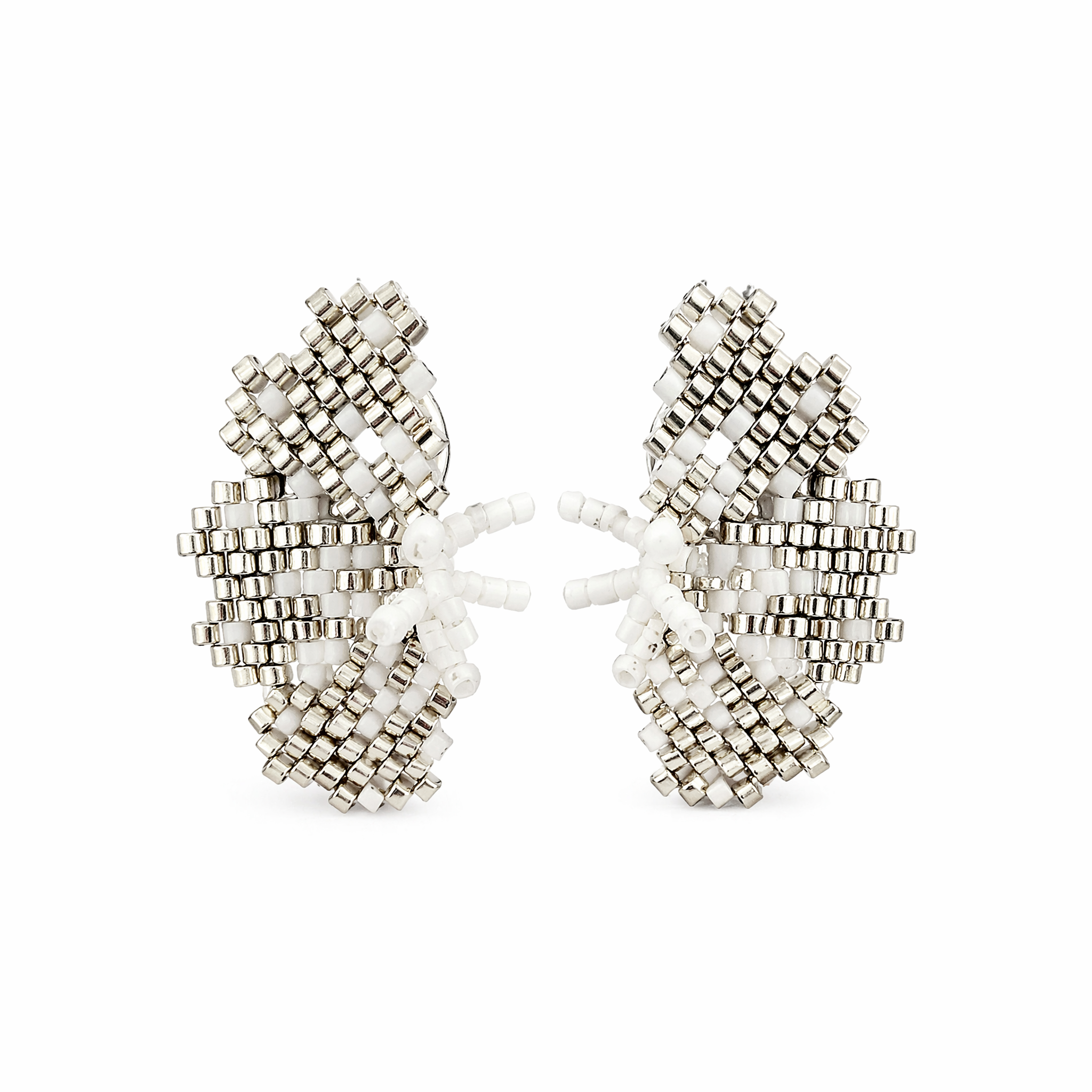 "NOLA" BEADED SILVERY BUTTERFLY EARRINGS