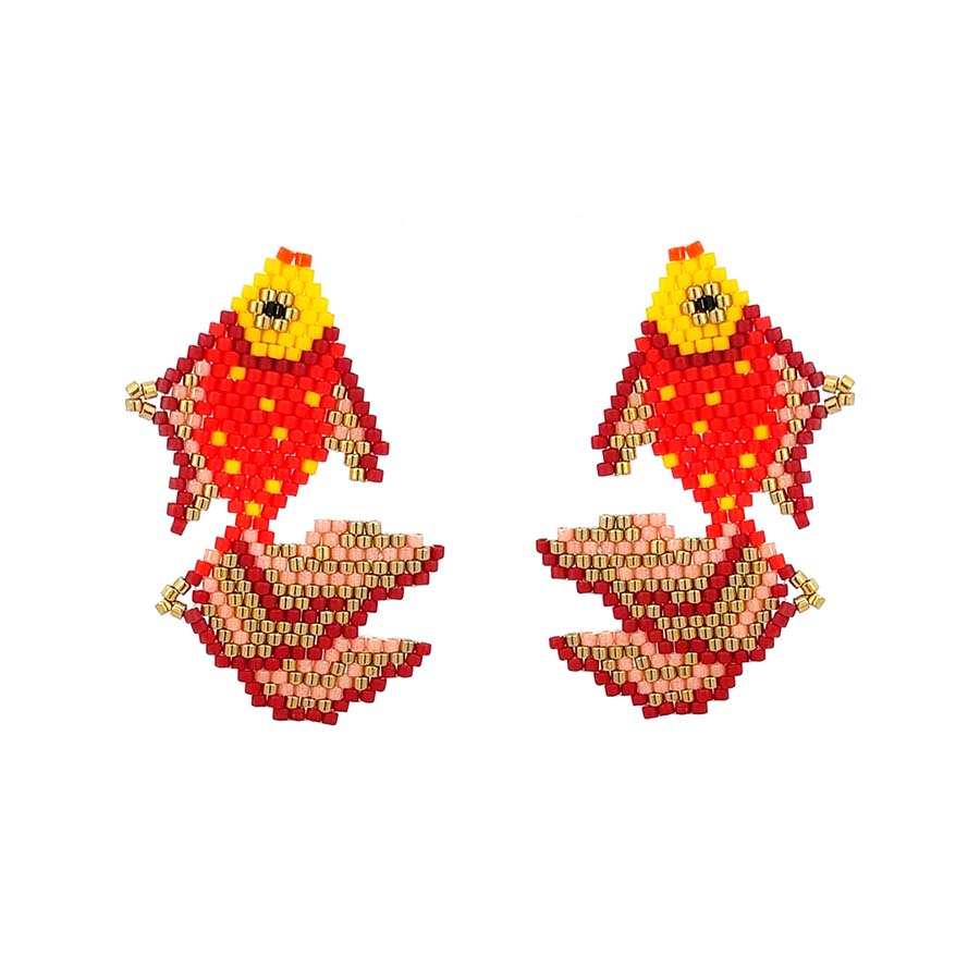 “ARIEL" BEADED FISH EARRINGS