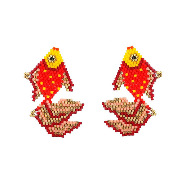 “ARIEL" BEADED FISH EARRINGS